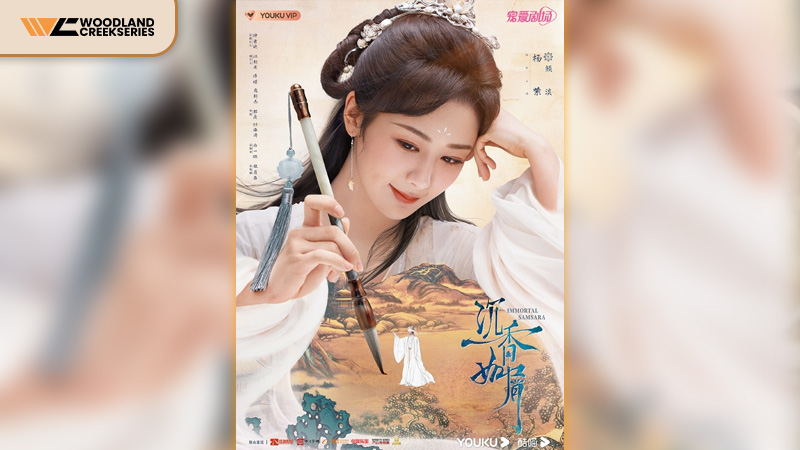 Review Phim Trầm Vụn Hương Phai Tập 4: Hấp Dẫn và Đầy Bí Ẩn 4 Poster Nhan Đàm cầm bút lông, tạo hình cổ trang Trầm Vụn Hương Phai tập 4